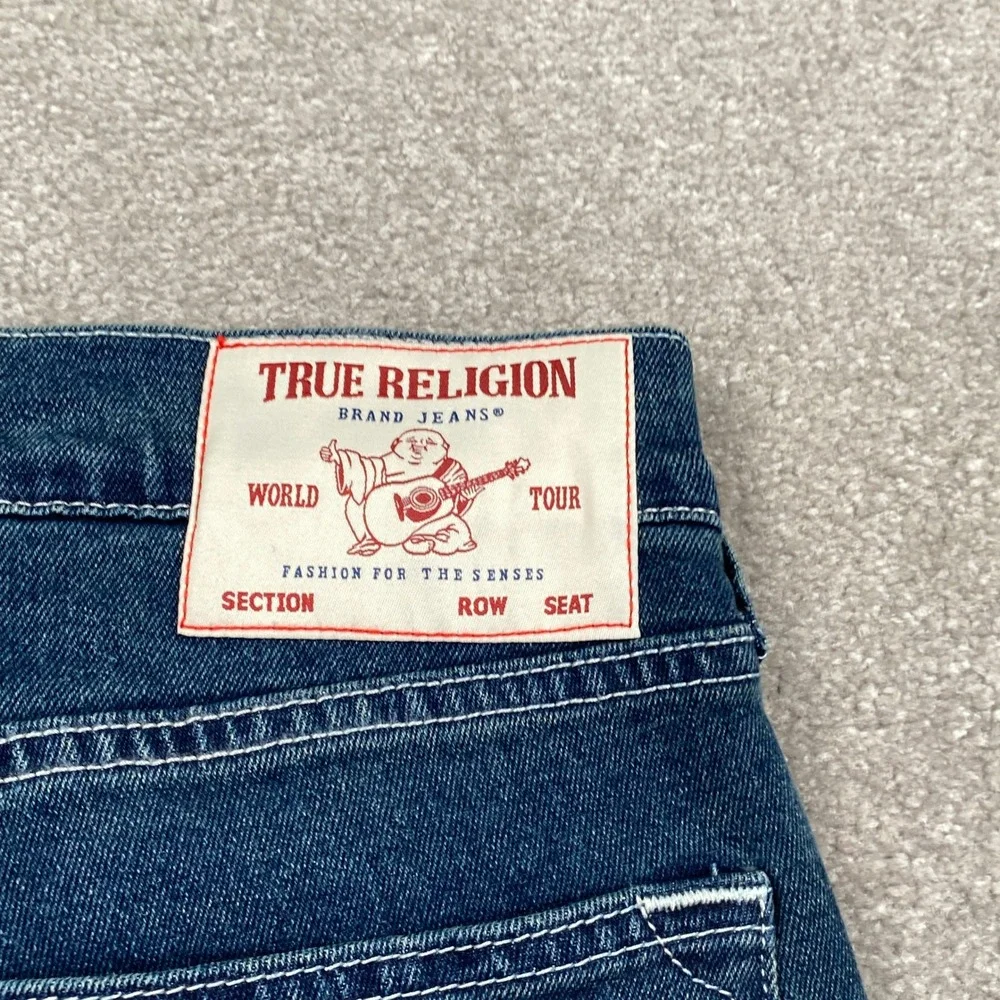 True Religion Ricky Relaxed Straight Jeans Mens 36 Blue Dark Woodland Wash NWT